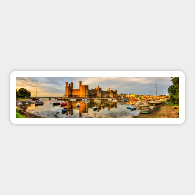 Caernarfon Castle Panoramic Sticker by tommysphotos